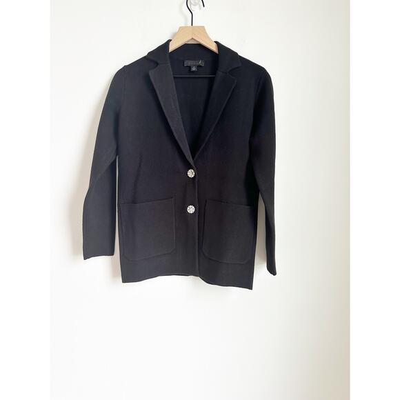 NWOT Ann Taylor Jeweled Button Sweater Blazer Cardigan Black - Picture 3 of 6